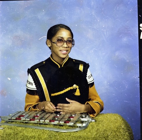 Unidentified Teenager in C.A. Brown High Marching Band (possibly daughter of Benjamin Brockington), 1970 
