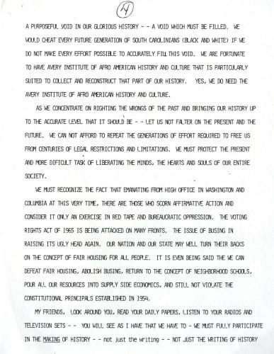 Page 4. Sen. Herbert U. Fielding Kick Off Ceremonies speech, 1985.