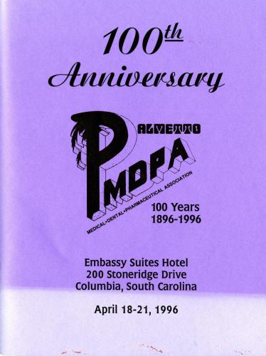 Program from the Palmetto Medical, Dental and Pharmaceutical Association 1996 Annual Conference, 1996