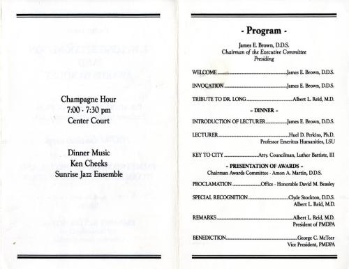 Inside of The 21st Annual L.W. Long Recognition and Awards Banquet program, 1996