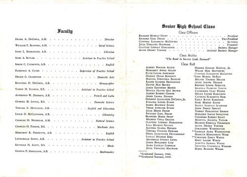 Avery Normal Institute Class of 1940 Commencement program, 1940