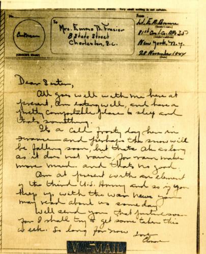 Letter from Elmore Browne to Emma Frasier