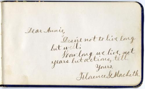 Message from Florence G. Macbeth